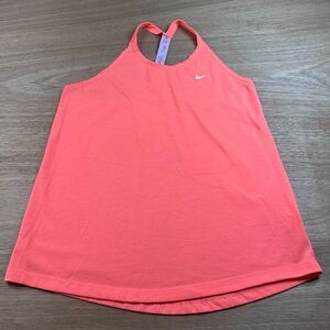 Nike Dri Fit Tank Top Women Medium Bright Orange Racerback Athletic Gym